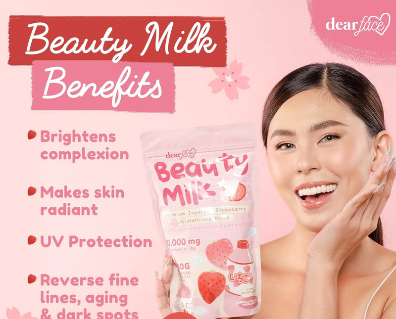 Dear Face - Beauty Milk Premium Japanese Strawberry Glutathione Drink