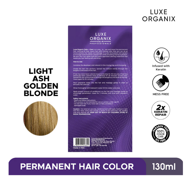 LUXE ORGANIX Keratin Hair Color + Care Light Golden Ash Blonde 130ml