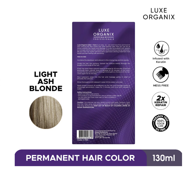 LUXE ORGANIX Keratin Hair Color + Care Light Ash Blonde 130ml