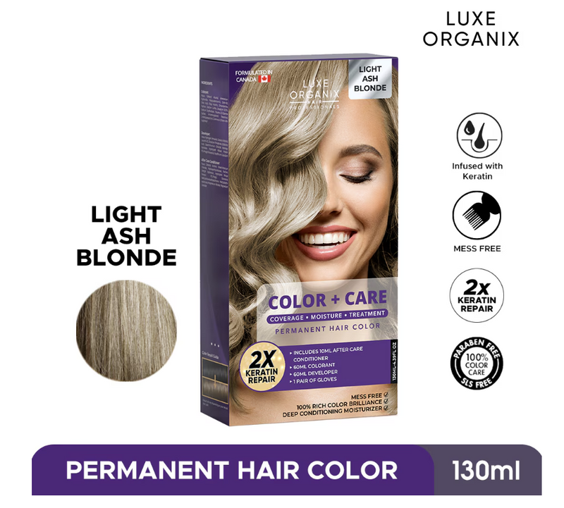 LUXE ORGANIX Keratin Hair Color + Care Light Ash Blonde 130ml