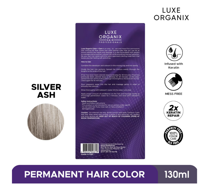 LUXE ORGANIX Keratin Hair Color + Care Silver Ash 130ml