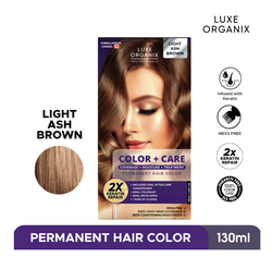 LUXE ORGANIX Keratin Hair Color + Care Light Ash Brown 130ml