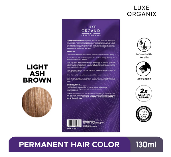 LUXE ORGANIX Keratin Hair Color + Care Light Ash Brown 130ml