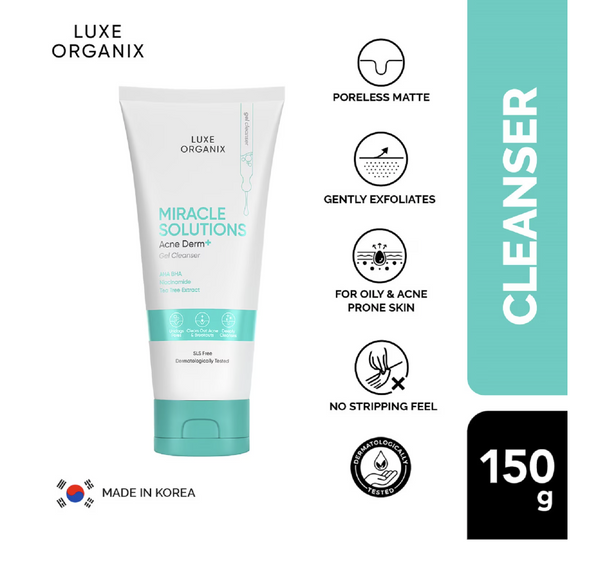 LUXE ORGANIX Miracle Solutions Acne Derm + Gel Cleanser 150g