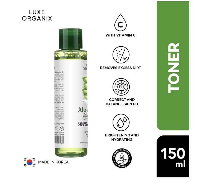 LUXE ORGANIX 98% Aloe Vera Vitamin C Hydrabright Toner 150ml