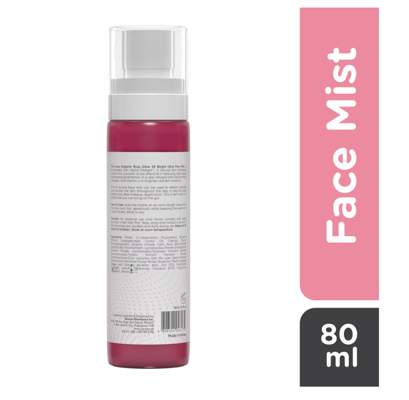 LUXE ORGANIX Rosy Glow 3x Bright Ultra Fine Mist 80ml