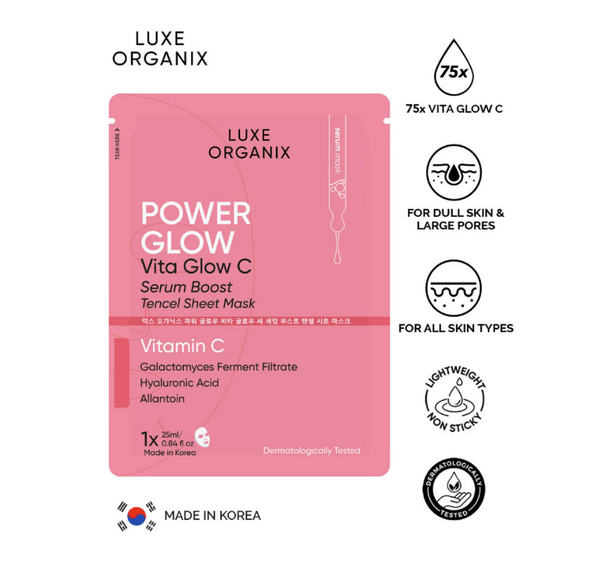 LUXE ORGANIX Power Glow Serum Boost Sheet Mask 25ml