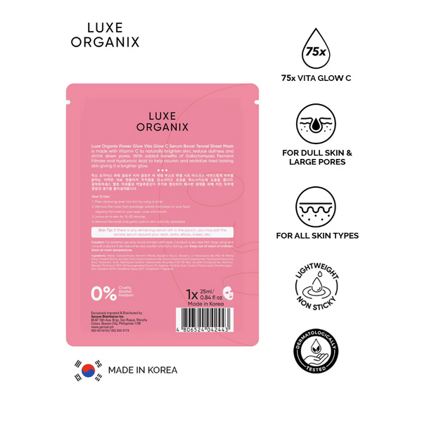 LUXE ORGANIX Power Glow Serum Boost Sheet Mask 25ml