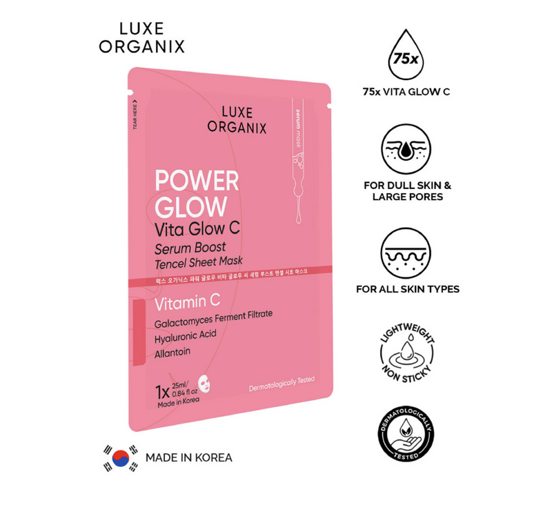 LUXE ORGANIX Power Glow Serum Boost Sheet Mask 25ml