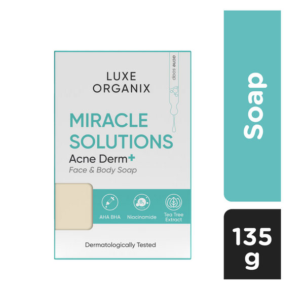 LUXE ORGANIX Miracle Solutions AHA/BHA Soap For Face & Body 135g