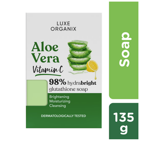 LUXE ORGANIX 98% Aloe Vera Vitamin C Hydrabright Glutathione Soap 135g