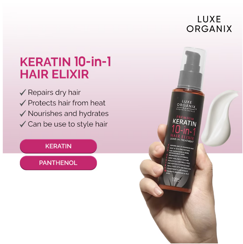 LUXE ORGANIX Keratin 10in1 Hair Elixir Leave-in Treatment 100ml