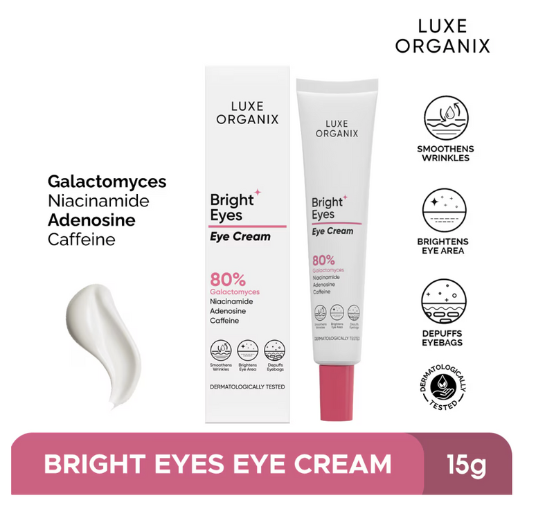 LUXE ORGANIX Bright Eyes Eye Cream 80% Galactomyces 15g