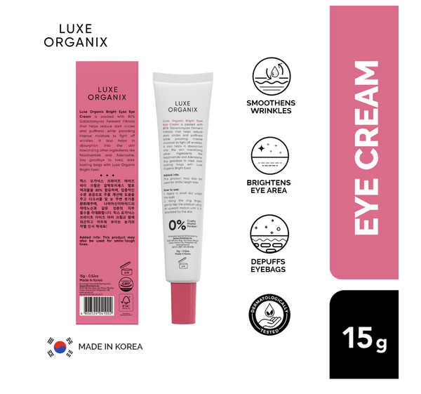 LUXE ORGANIX Bright Eyes Eye Cream 80% Galactomyces 15g