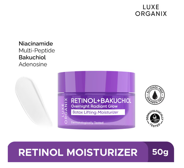 LUXE ORGANIX Retinol + Bakuchiol Overnight Radiant Glow Botox Lifting Moisturizer 50g