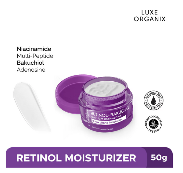 LUXE ORGANIX Retinol + Bakuchiol Overnight Radiant Glow Botox Lifting Moisturizer 50g